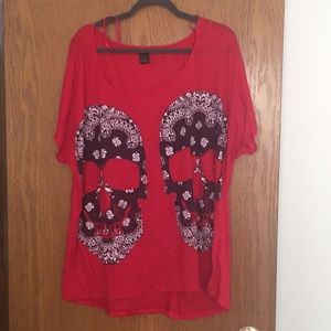 Americana red skulls tee